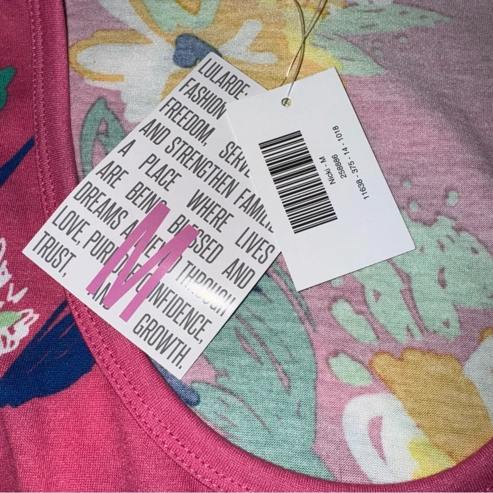 LuLaRoe Women’s Dress Bright Floral Pattern Size M Pink & More Sleeveless Scoop - Picture 6 of 8